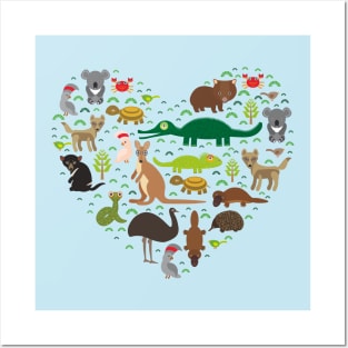 Australian Animals Heart Posters and Art